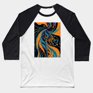 Abstract Colorful Ink Swirl Baseball T-Shirt